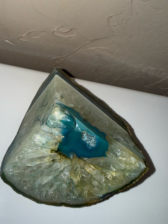 Other - BRAZILIAN blue agate geode polished rock 3.5” tall 3.25” wide